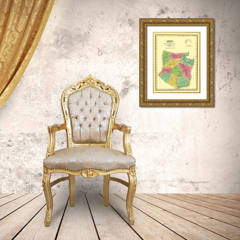 Schoharie New York Landowner - Burr 1829 Gold Ornate Wood Framed Art Print with Double Matting by Burr