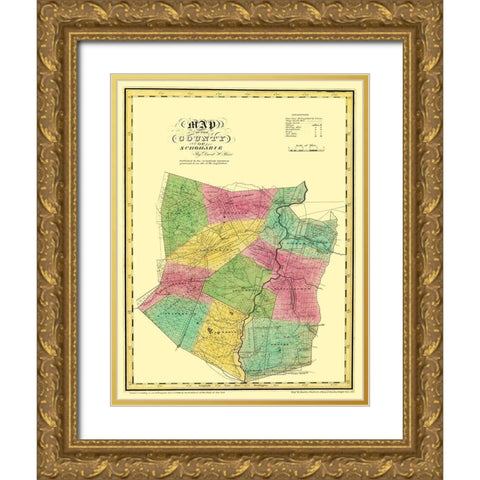 Schoharie New York Landowner - Burr 1829 Gold Ornate Wood Framed Art Print with Double Matting by Burr