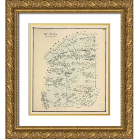 Scriba New York Landowner - Stone 1866 Gold Ornate Wood Framed Art Print with Double Matting by Stone