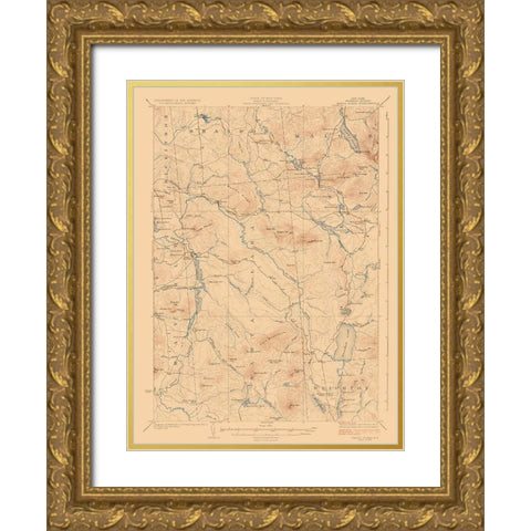 Santa Clara New York Quad - USGS 1921 Gold Ornate Wood Framed Art Print with Double Matting by USGS