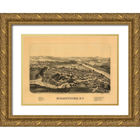 Schaghticoke New York  Gold Ornate Wood Framed Art Print with Double Matting by Unknown