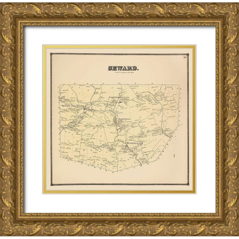Seward New York Landowner - Stone 1866 Gold Ornate Wood Framed Art Print with Double Matting by Stone