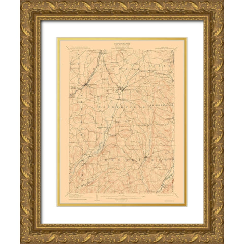 Sangerfield New York Quad - USGS 1907 Gold Ornate Wood Framed Art Print with Double Matting by USGS