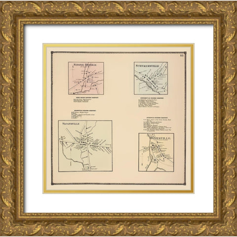 Sloansville New York Landowner - Beers 1866 Gold Ornate Wood Framed Art Print with Double Matting by Beers