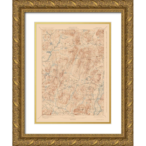 Schroon Lake New York Sheet - USGS 1897 Gold Ornate Wood Framed Art Print with Double Matting by USGS