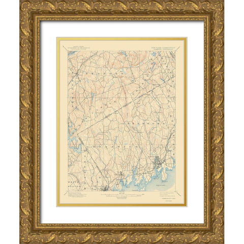 Stamford New York Connecticut Quad - USGS 1899 Gold Ornate Wood Framed Art Print with Double Matting by USGS