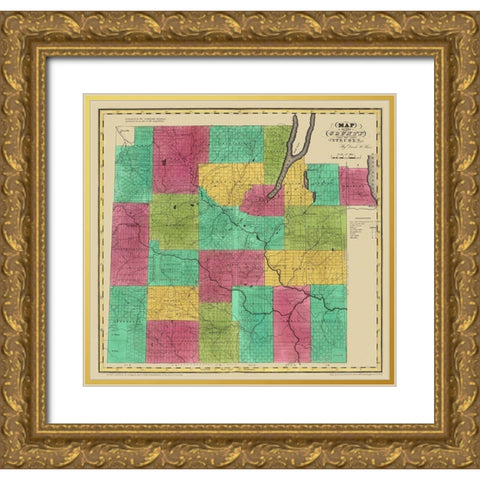 Steuben New York Landowner - Burr 1829 Gold Ornate Wood Framed Art Print with Double Matting by Burr