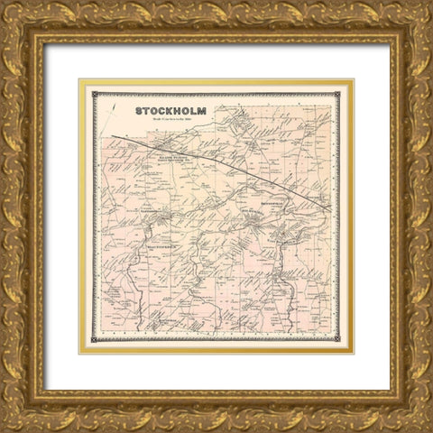 Stockholm New York Landowner - Stone 1865 Gold Ornate Wood Framed Art Print with Double Matting by Stone