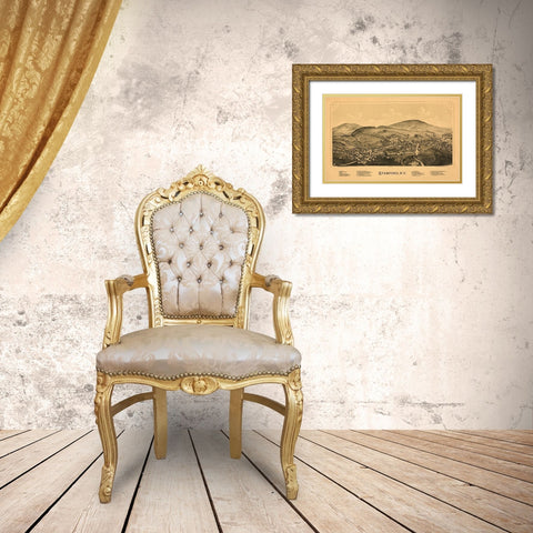 Stamford New York - Burleigh 1890  Gold Ornate Wood Framed Art Print with Double Matting by Burleigh