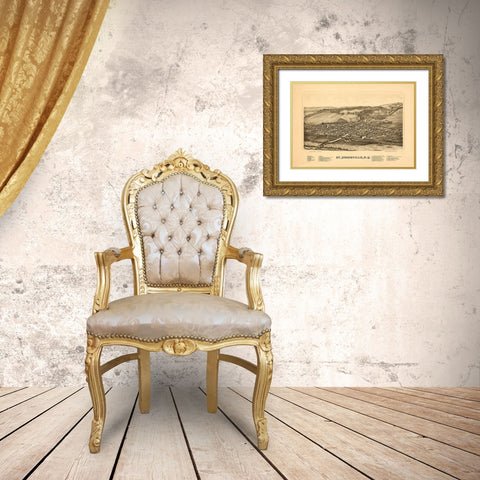 Saint Johnsonville New York - Burleigh 1890  Gold Ornate Wood Framed Art Print with Double Matting by Burleigh