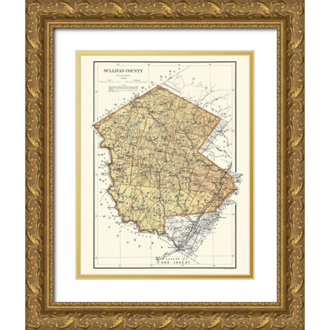 Sullivan New York Landowner - Bien 1895 Gold Ornate Wood Framed Art Print with Double Matting by Bien