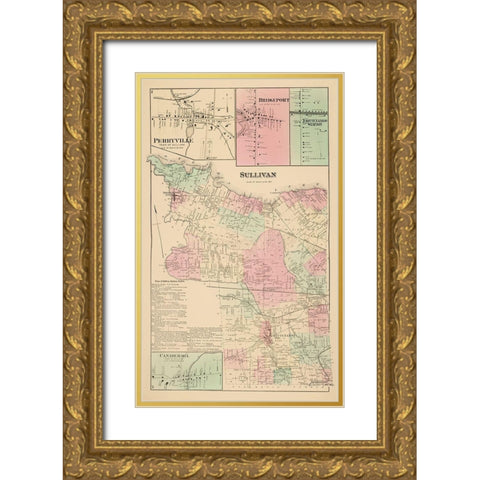 Sullivan New York Landowner - Whitman 1875 Gold Ornate Wood Framed Art Print with Double Matting by Whitman
