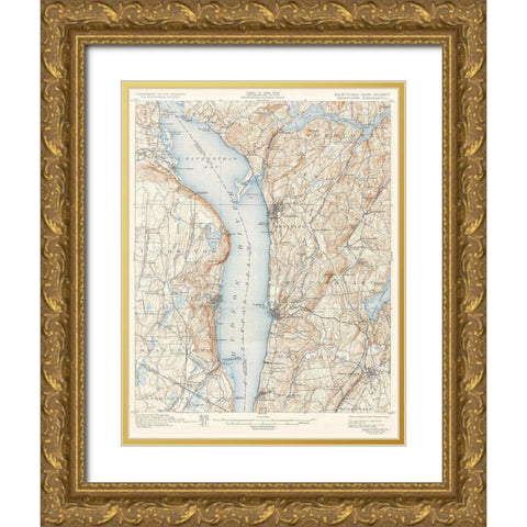 Tarrytown New York New Jersey Quad - USGS 1902 Gold Ornate Wood Framed Art Print with Double Matting by USGS