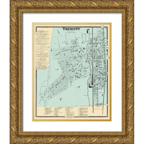 Tremont New York Landowner - Beers 1868 Gold Ornate Wood Framed Art Print with Double Matting by Beers