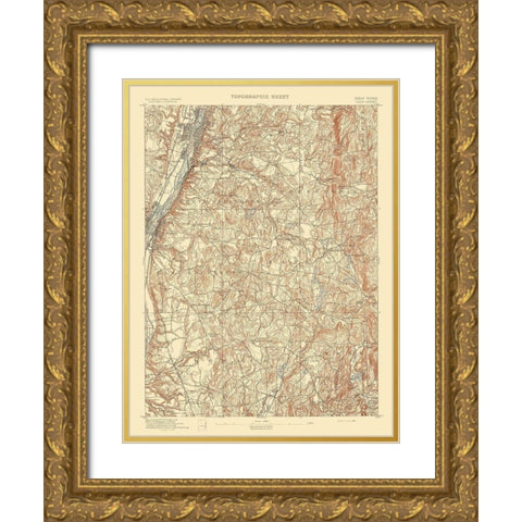 Troy New York Sheet - USGS 1893 Gold Ornate Wood Framed Art Print with Double Matting by USGS