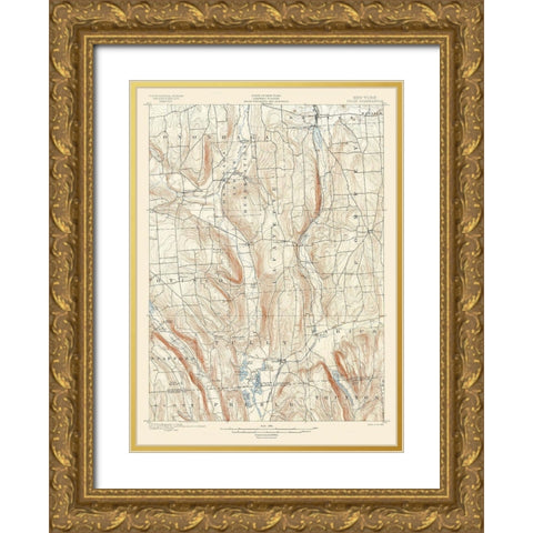 Tully New York Quad - USGS 1900 Gold Ornate Wood Framed Art Print with Double Matting by USGS