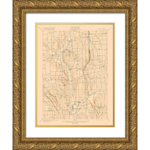 Tully New York Quad - USGS 1900 Gold Ornate Wood Framed Art Print with Double Matting by USGS