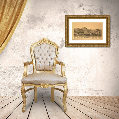 Warrensburg New York - Burleigh 1891  Gold Ornate Wood Framed Art Print with Double Matting by Burleigh