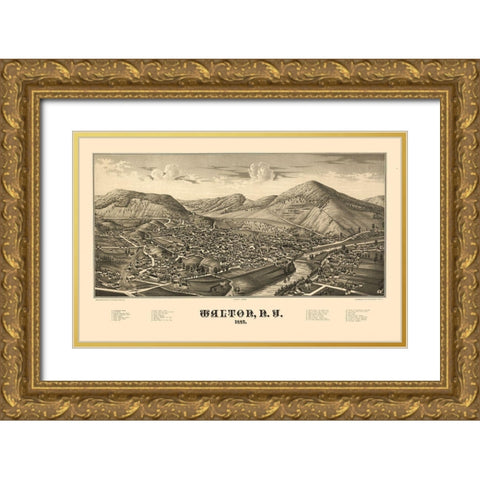 Walton New York - Burleigh 1887  Gold Ornate Wood Framed Art Print with Double Matting by Burleigh