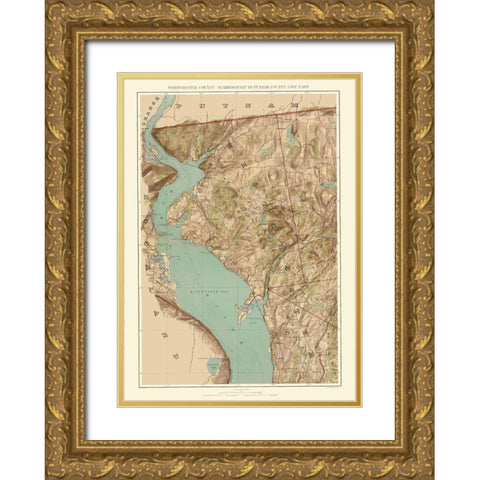 Westchester New York - Bien 1891 Gold Ornate Wood Framed Art Print with Double Matting by Bien