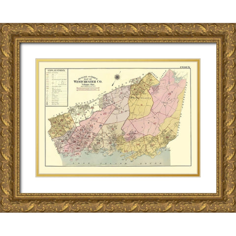 Westchester New York - Beers 1905 Gold Ornate Wood Framed Art Print with Double Matting by Beers