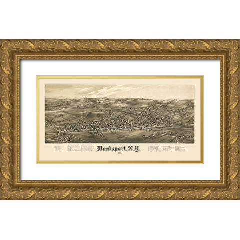 Weedsport New York - Burleigh 1885  Gold Ornate Wood Framed Art Print with Double Matting by Burleigh