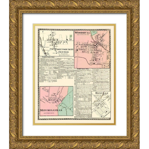 Troupsburgh, Woodhull, Mitchellville New York Gold Ornate Wood Framed Art Print with Double Matting by Beers
