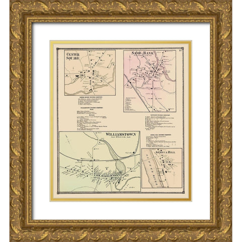 Center Sq, Sand Bank, Williamstown, Seneca Hill Gold Ornate Wood Framed Art Print with Double Matting by Stone