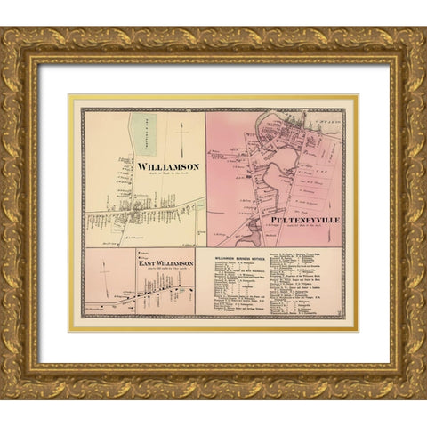 Williamson, Pulteneyville New York Landowner Gold Ornate Wood Framed Art Print with Double Matting by Beers