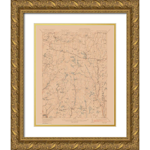 White Lake New York Quad - USGS 1922 Gold Ornate Wood Framed Art Print with Double Matting by USGS