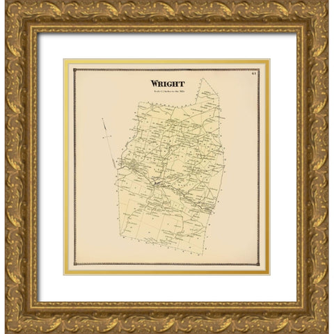 Wright New York Landowner - Stone 1866 Gold Ornate Wood Framed Art Print with Double Matting by Stone