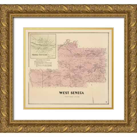 West Seneca New York Landowner - Stone 1866 Gold Ornate Wood Framed Art Print with Double Matting by Stone
