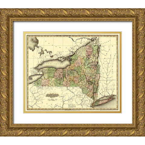 New York - Tanner 1819 Gold Ornate Wood Framed Art Print with Double Matting by Tanner