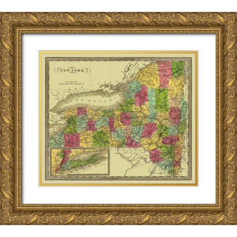 New York - Greenleaf 1840 Gold Ornate Wood Framed Art Print with Double Matting by Greenleaf
