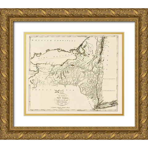 New York - 1796 Gold Ornate Wood Framed Art Print with Double Matting by Moft