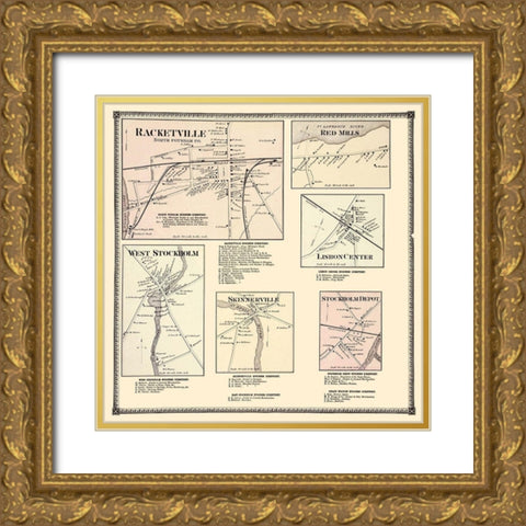 Red Mills Racketville Lisbon Stockholm Gold Ornate Wood Framed Art Print with Double Matting by Beers