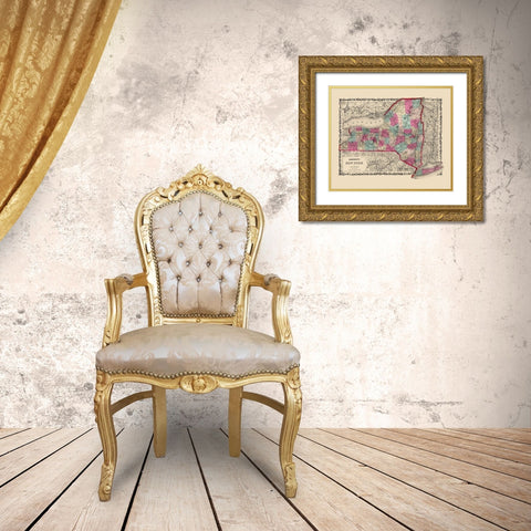 New York - Johnson 1860 Gold Ornate Wood Framed Art Print with Double Matting by Johnson