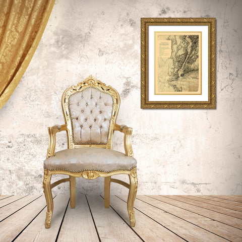 New York - Howe 1776  Gold Ornate Wood Framed Art Print with Double Matting by Howe