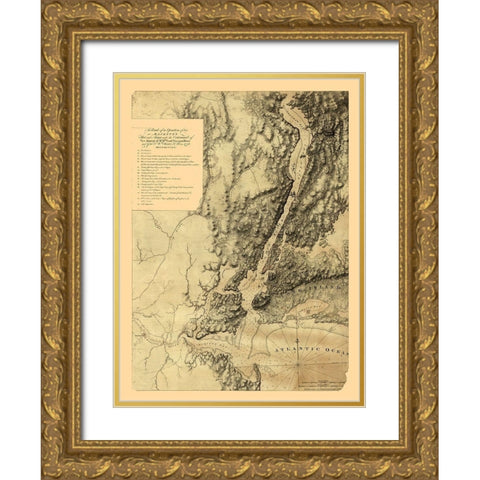 New York - Howe 1776  Gold Ornate Wood Framed Art Print with Double Matting by Howe