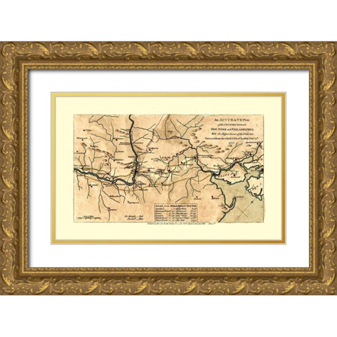 New York - Pyle 1777  Gold Ornate Wood Framed Art Print with Double Matting by Pyle