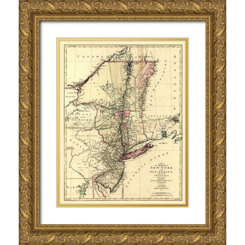 New York - Lotter 1777  Gold Ornate Wood Framed Art Print with Double Matting by Lotter