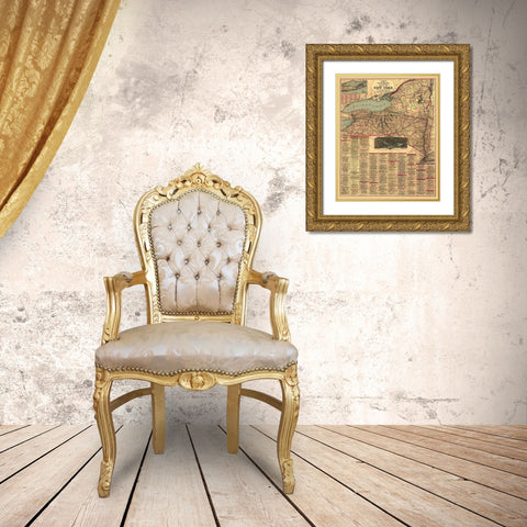 New York -1898 Gold Ornate Wood Framed Art Print with Double Matting by Unknown
