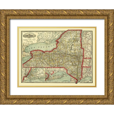 New York - Craig 1888  Gold Ornate Wood Framed Art Print with Double Matting by Craig