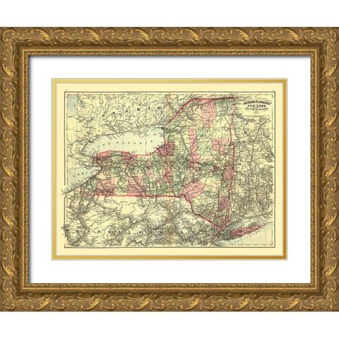 New York - Asher 1871  Gold Ornate Wood Framed Art Print with Double Matting by Asher