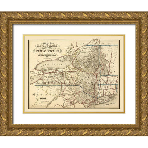 New York Railroads - Seymour 1857  Gold Ornate Wood Framed Art Print with Double Matting by Seymour
