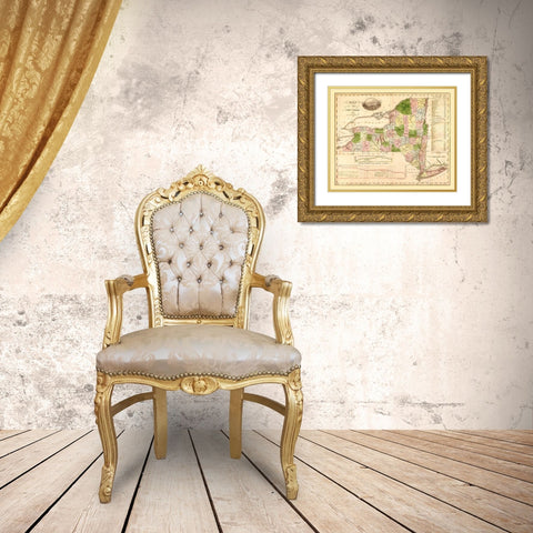 New York - Andrus 1833  Gold Ornate Wood Framed Art Print with Double Matting by Andrus