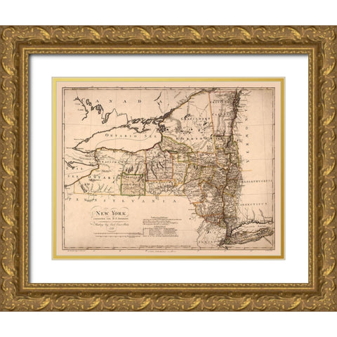 New York - Bohn 1799  Gold Ornate Wood Framed Art Print with Double Matting by Bohn