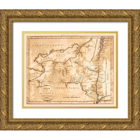New York - Denison 1796  Gold Ornate Wood Framed Art Print with Double Matting by Denison