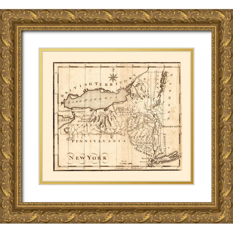 New York -1795 Gold Ornate Wood Framed Art Print with Double Matting by Unknown