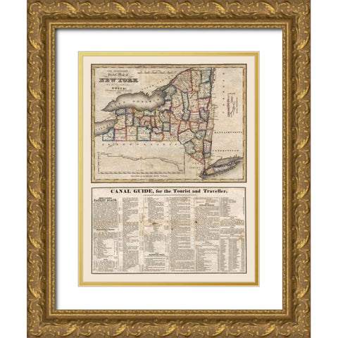 New York - Williams 1826  Gold Ornate Wood Framed Art Print with Double Matting by Williams